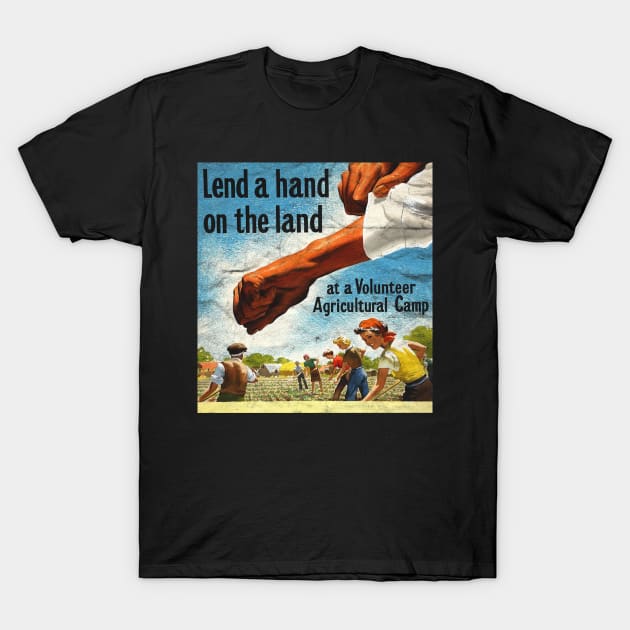 Distressed Lend a Hand on the Land Poster T-Shirt by Slightly Unhinged